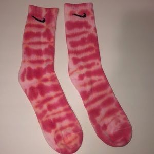 Red tie dye Nike socks
